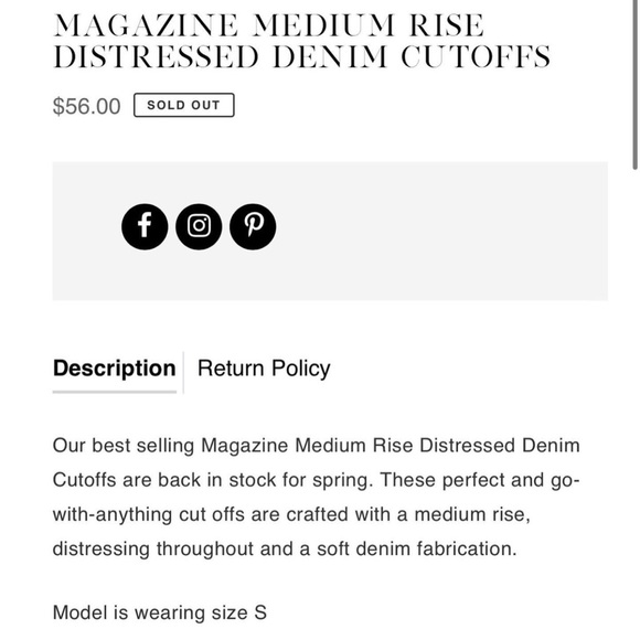 UNOPENED & NWT Magazine Medium Rise Denim Cut Offs - Picture 4 of 4